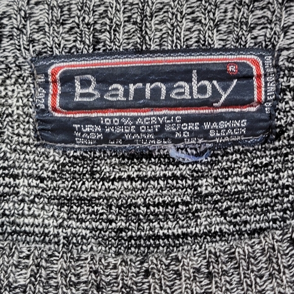 Vintage Argyle Patchwork Black White Long Sleeve Knit Pullover Men's Size Medium - Picture 5 of 8